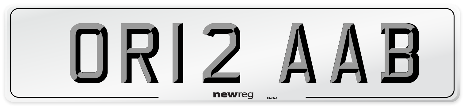 OR12 AAB Number Plate from New Reg